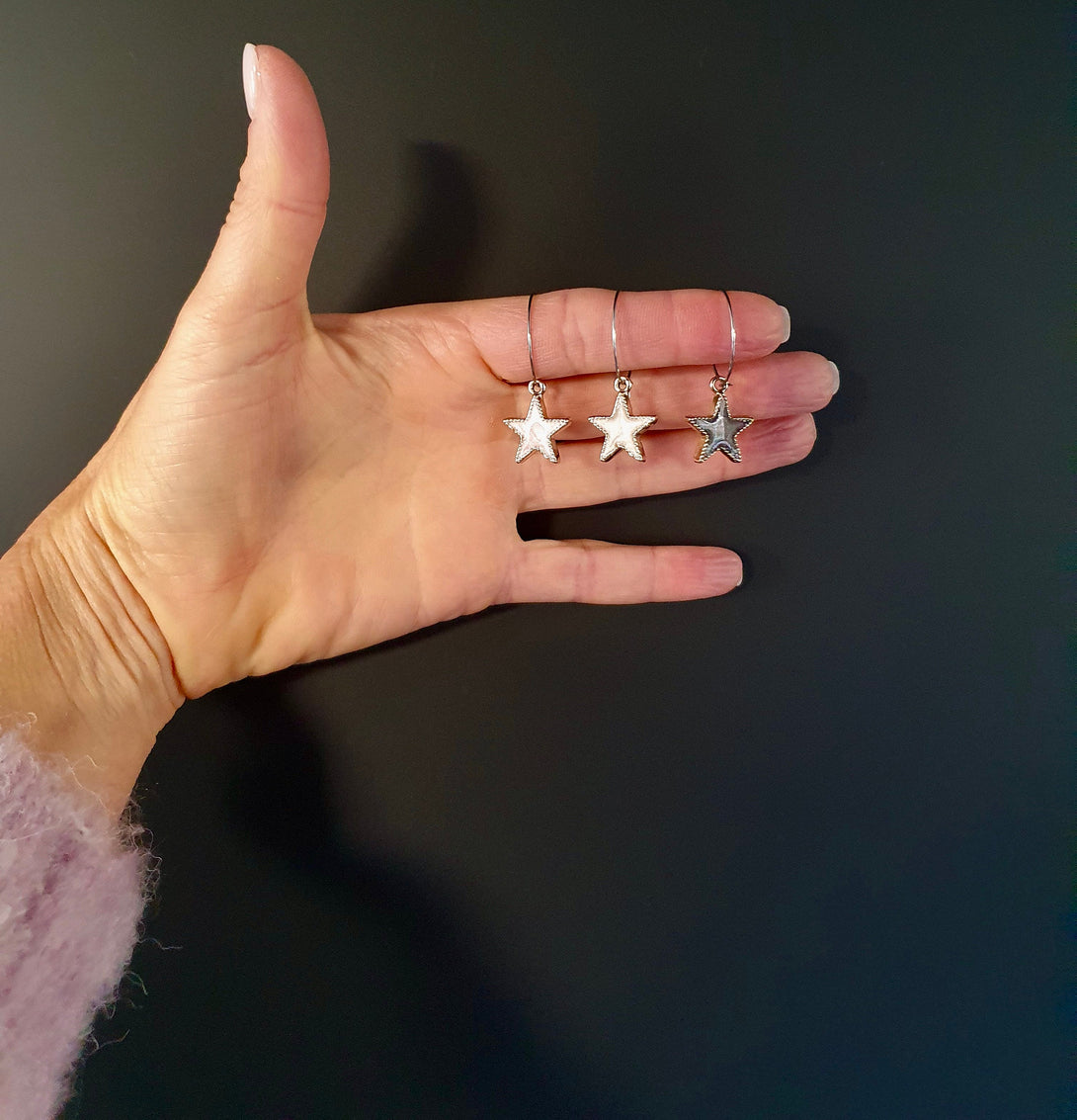 Enamel Star Charm Hoops In Surgical Steel