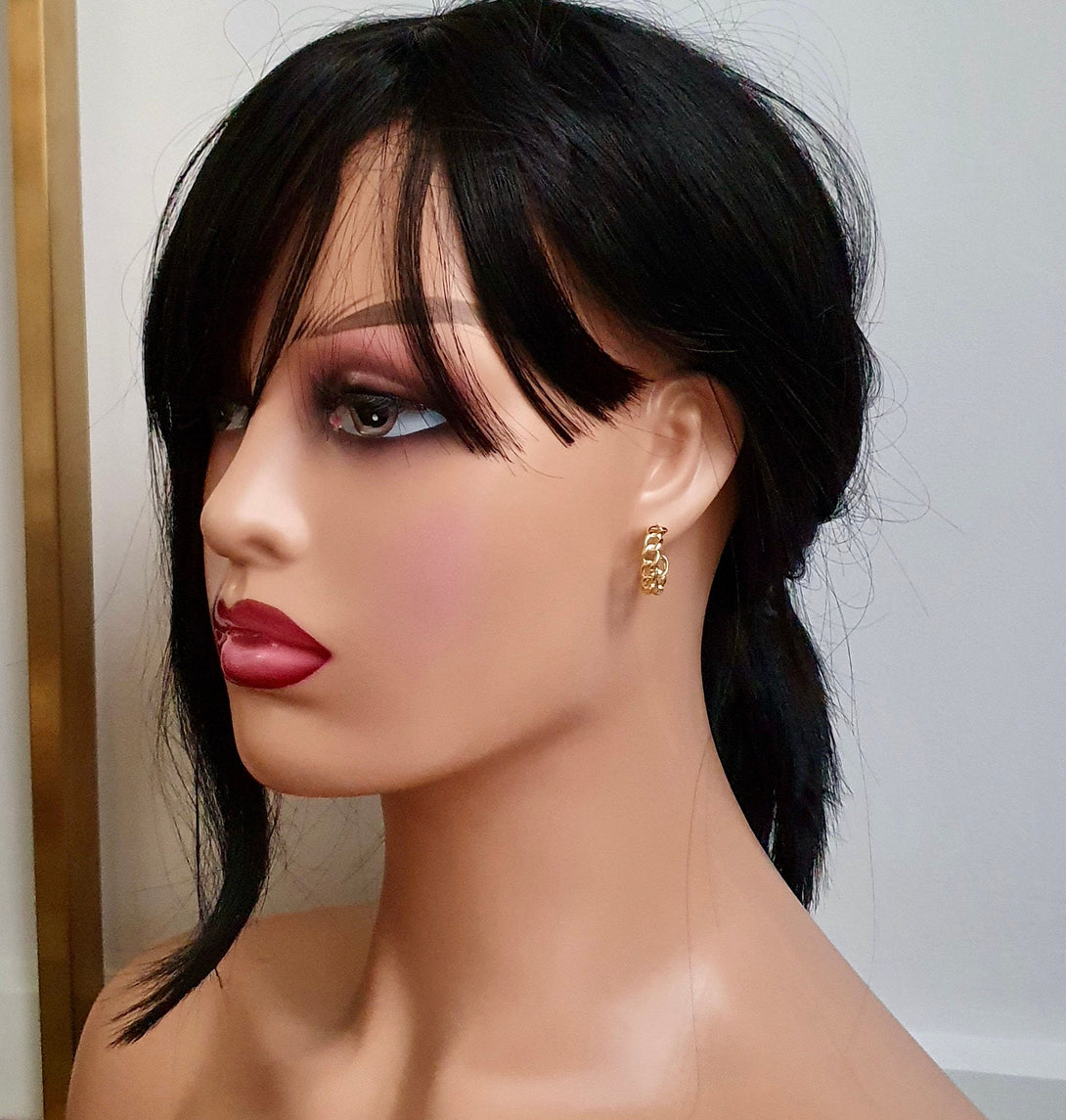 Pair Of Chain Huggies, Mini Hoop Stud Earrings