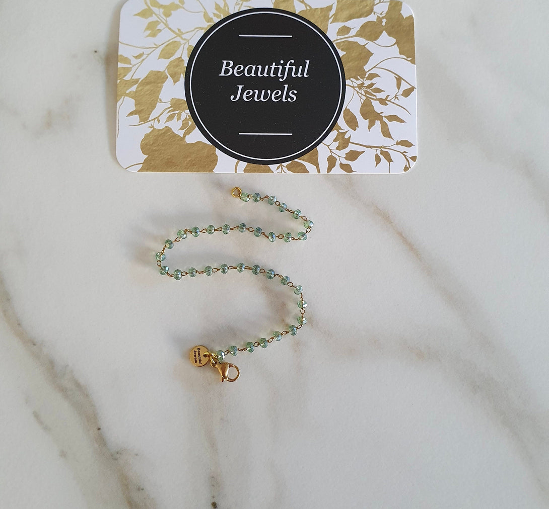 Dainty Green Quartz Bead Bracelet, August Birthstone Jewellery