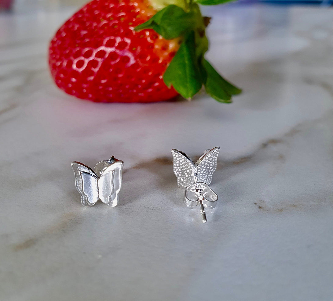 Dainty Sterling Silver Butterfly Stud Earrings