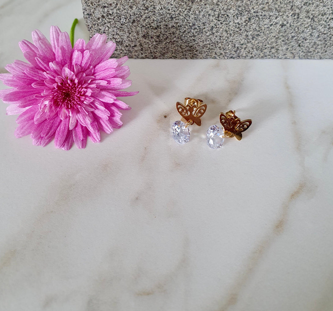 Austrian Crystal Butterfly Earrings, Symbolic Newe Beginnings Gifts