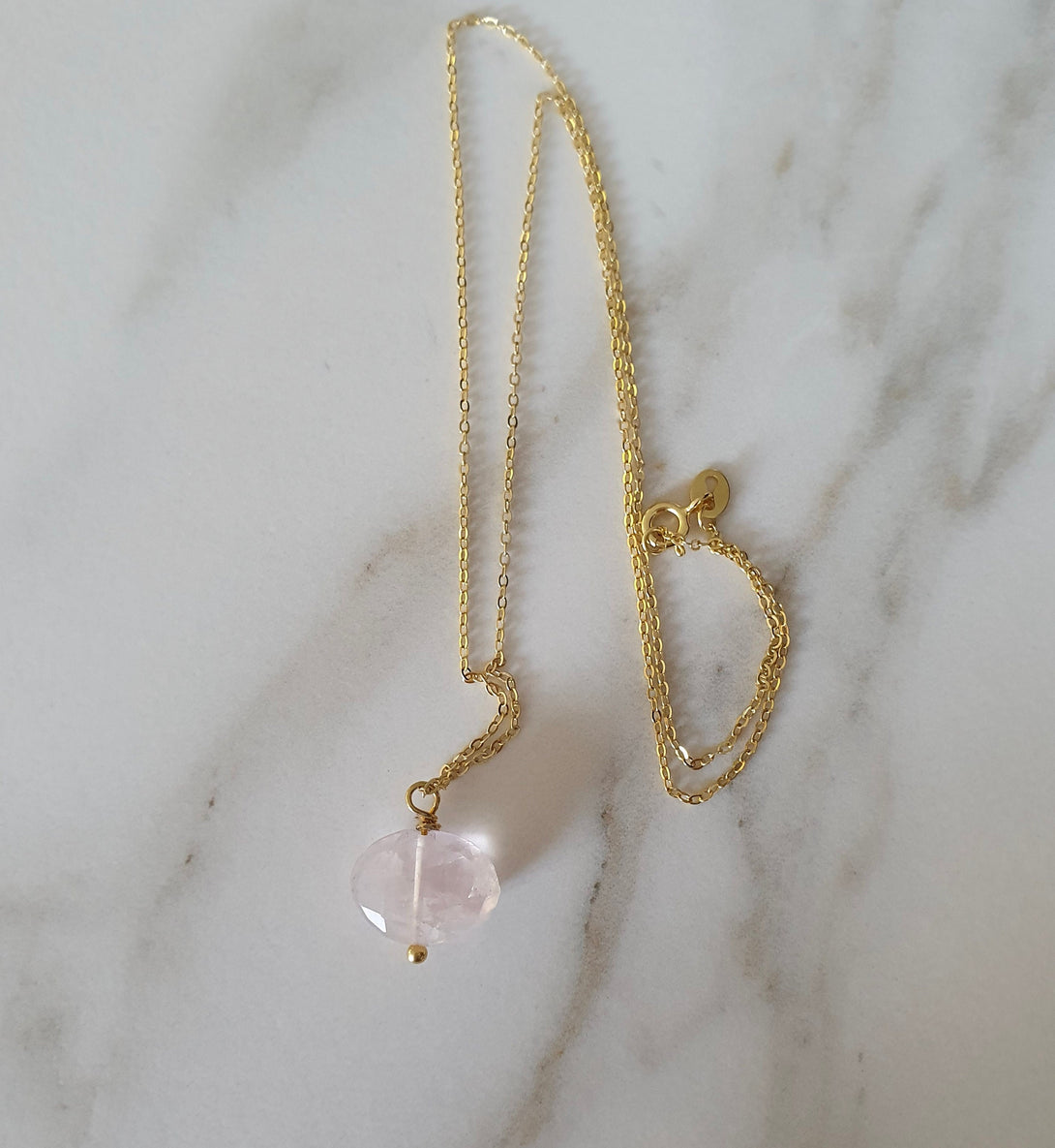 Rose Quartz Pendant Necklace, October Birthstone Jewellery