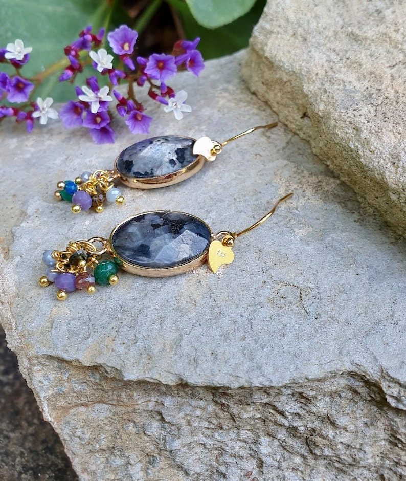 Labradorite Cluster Earrings, Healing Stones, February And March Birthstone