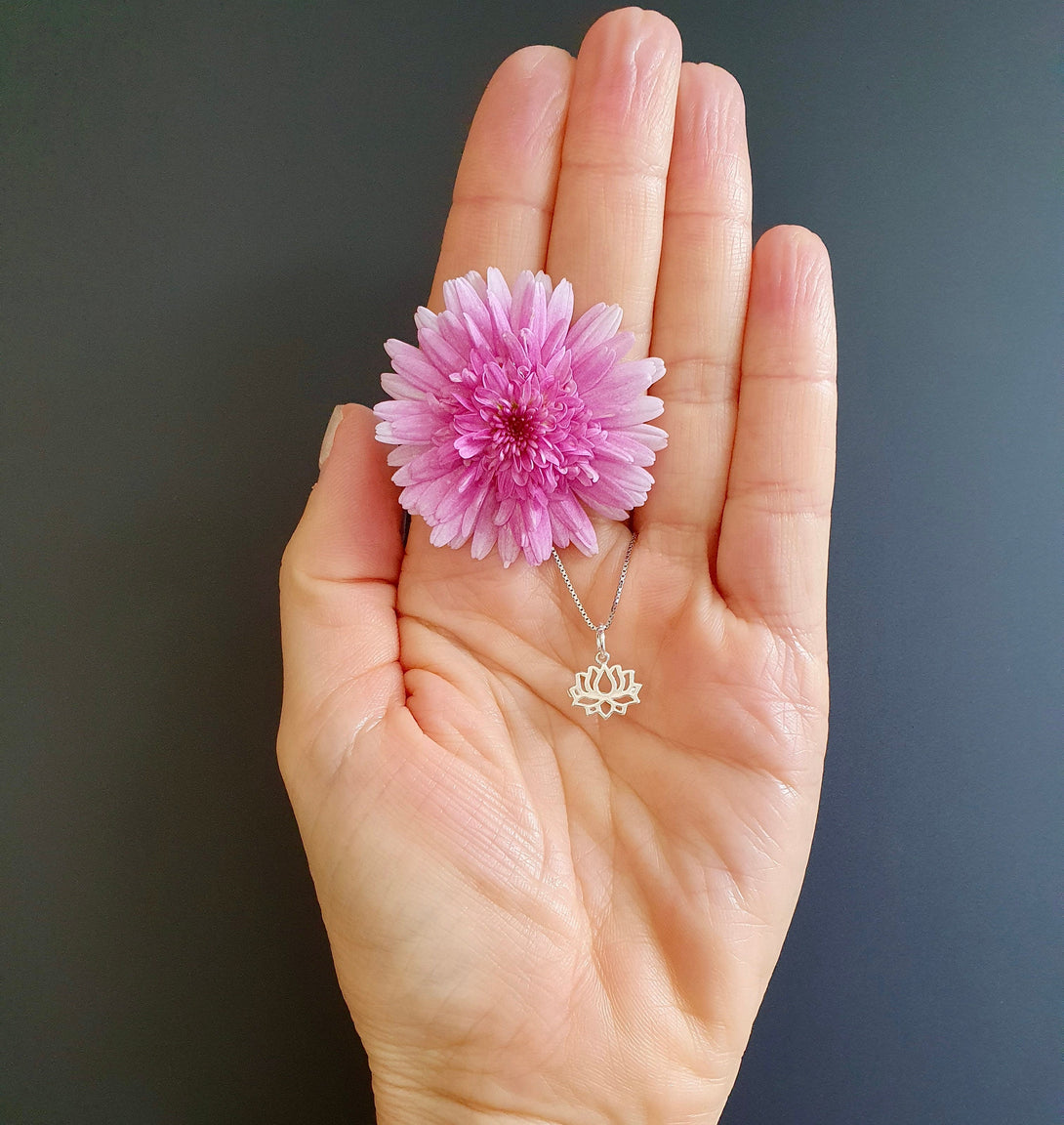 Sterling Silver Lotus Necklace, Chakra Jewellery