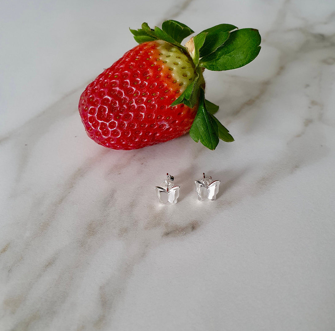 Dainty Sterling Silver Butterfly Stud Earrings