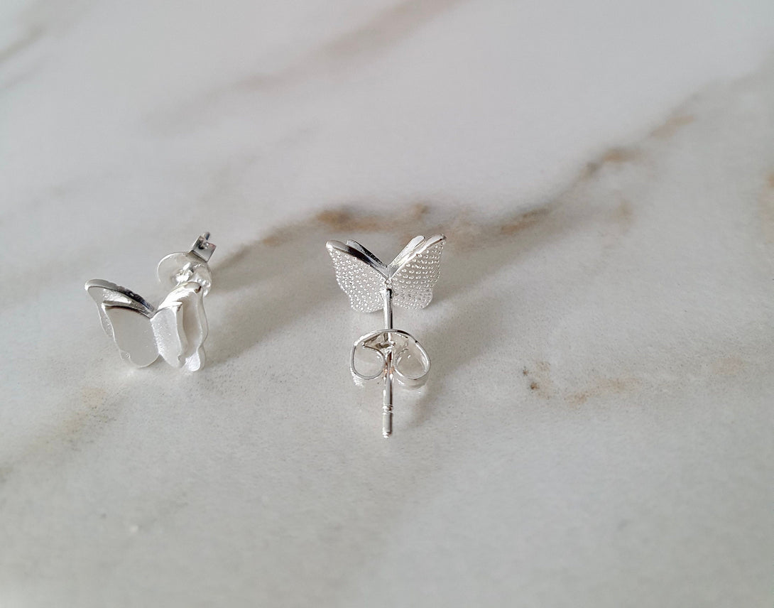 Dainty Sterling Silver Butterfly Stud Earrings