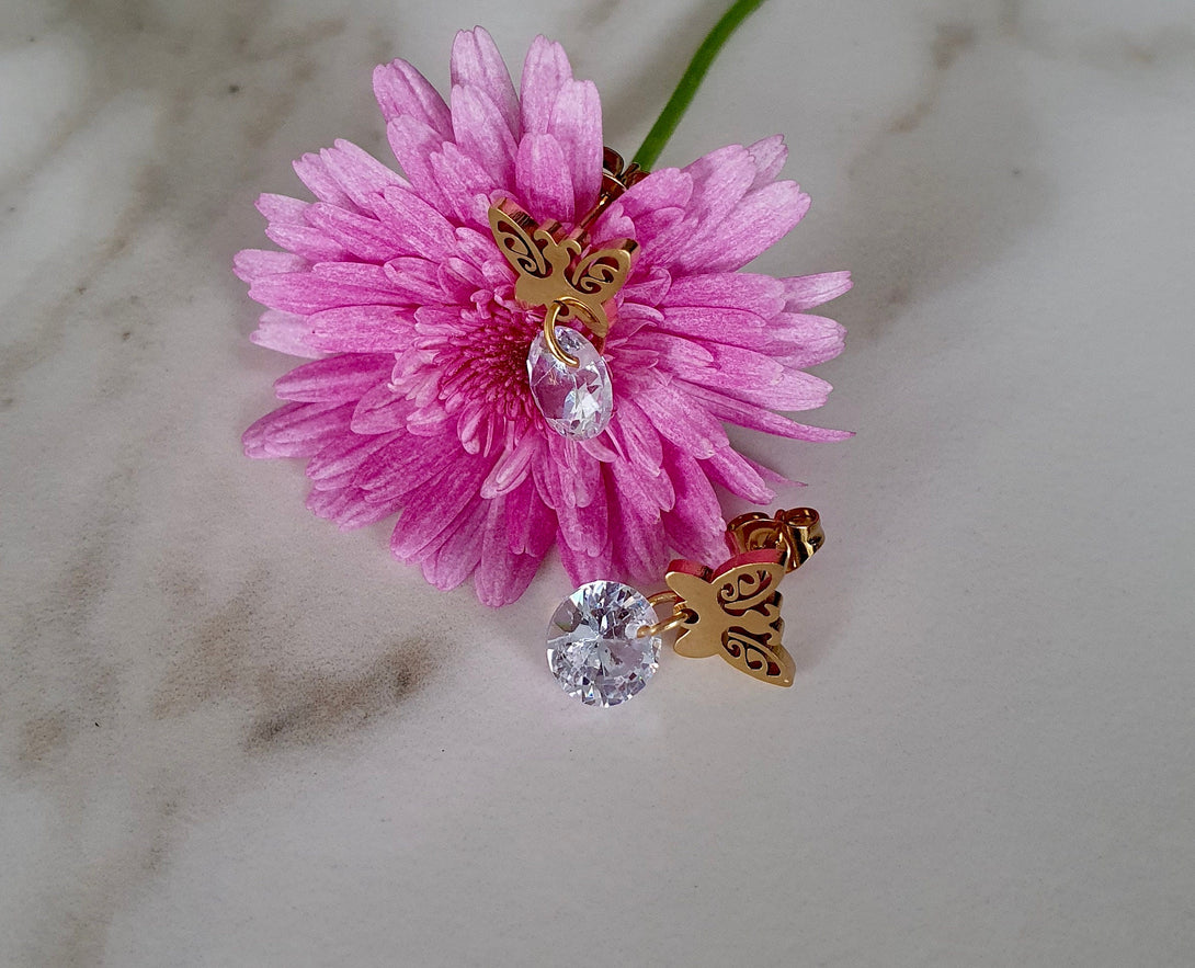 Austrian Crystal Butterfly Earrings, Symbolic Newe Beginnings Gifts