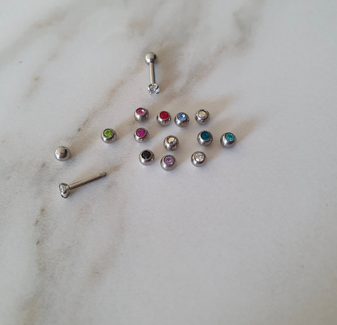 Single Implant Grade Titanium Replacement Ball Backs In Multiple Colours, Internally Threaded, 3mm Ball