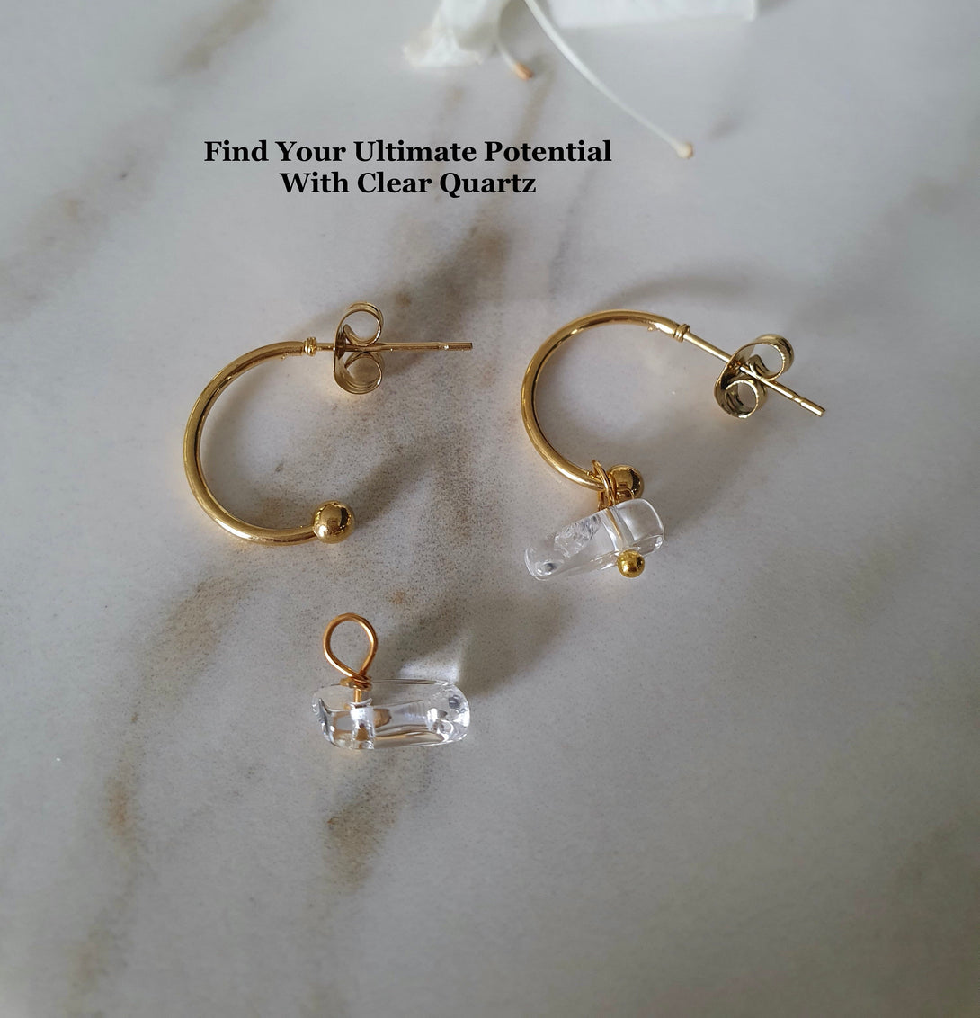 Hoops With Detachable Raw Stone Charms, Symbolic Jewellery