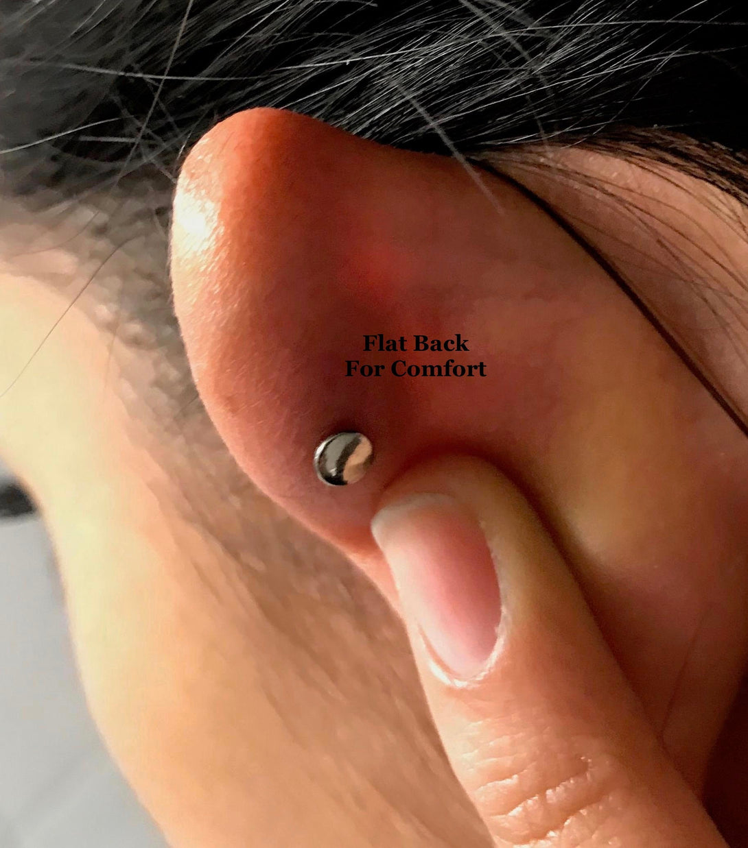 Tiny Lightning Bolt Flat Back Piercing, Cartilage, Helix, Conch Body Piercings In Titanium Steel, 16G