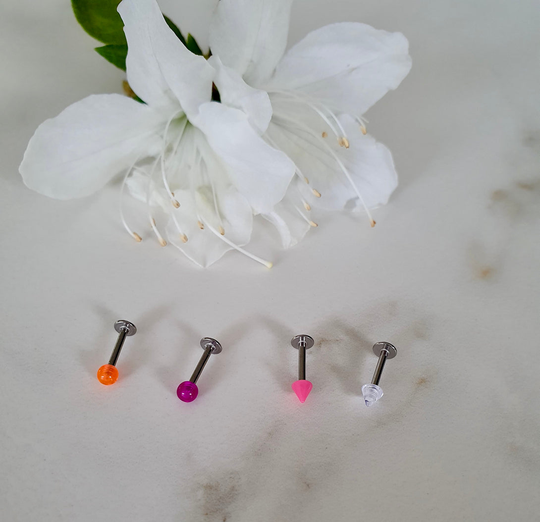 Labret Stud, Spike Or Ball End Surgical Steel And Acrylic Helix, Cartilage, Ear, Flat Back Body Piercings