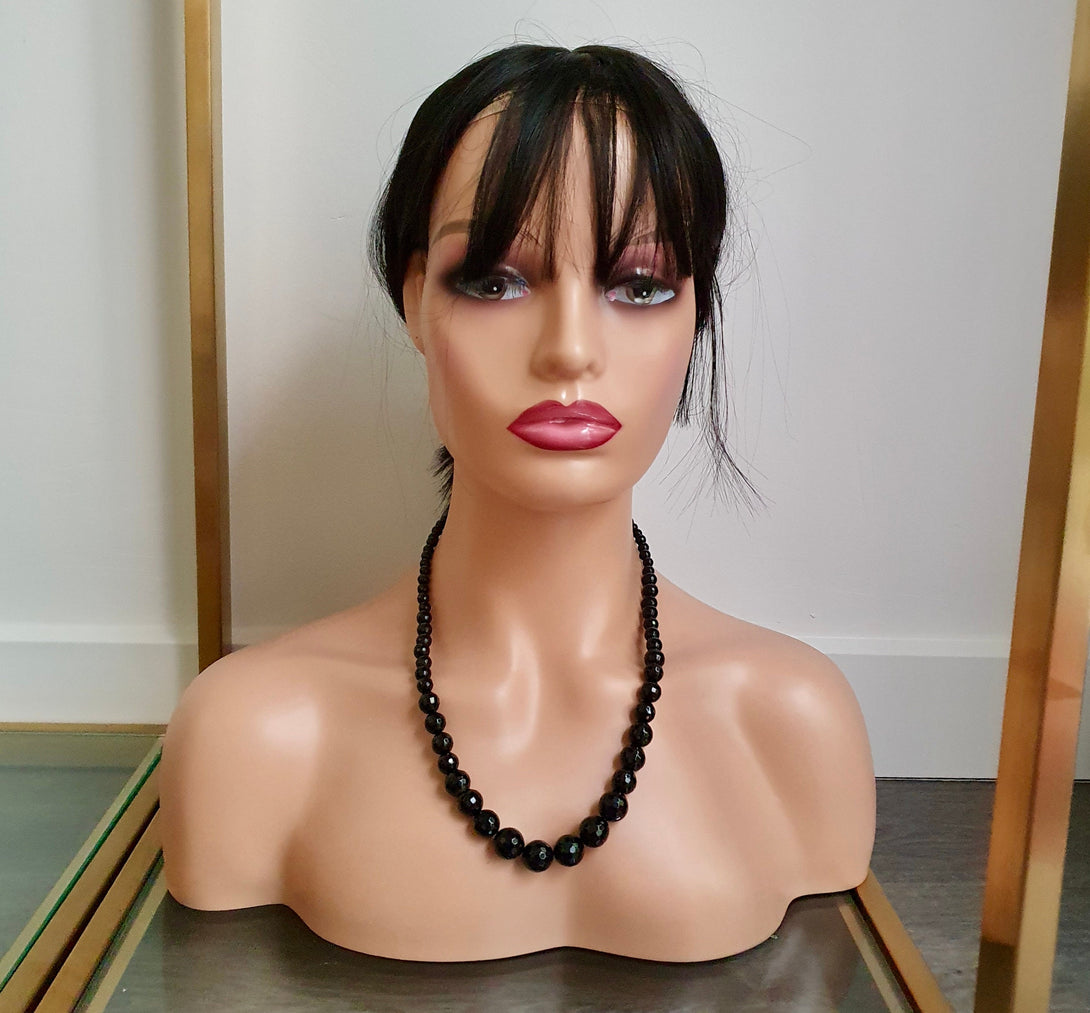 Vintage Glass Onyx Bead Necklace, Elegant And Timeless Jewellery