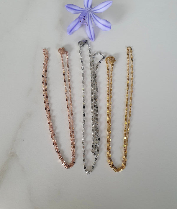 Delicate And Dainty Sparkle Chain, In Gold, Silver And Rose Gold, Hypoallergenic