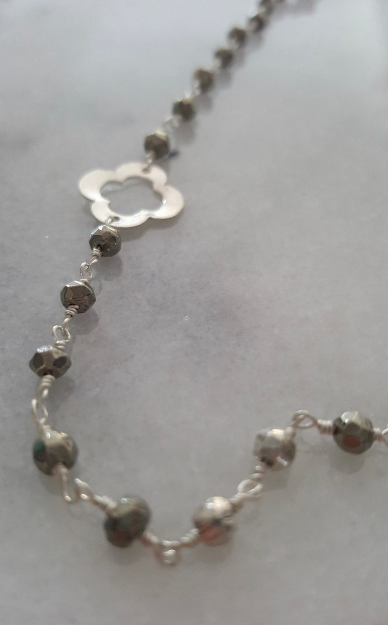 Pyrite Bead And Clover Charm Bracelet, Symbolic, Protective Jewellery