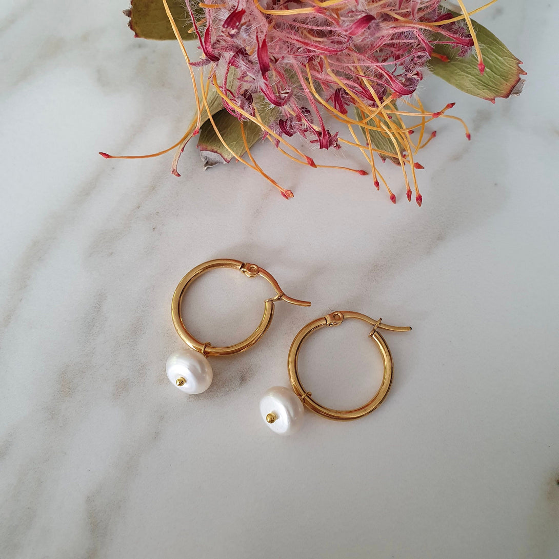 Titanium Creole Hoop Earrings With Detachable Pearl Drop, June Birthstone Jewellery