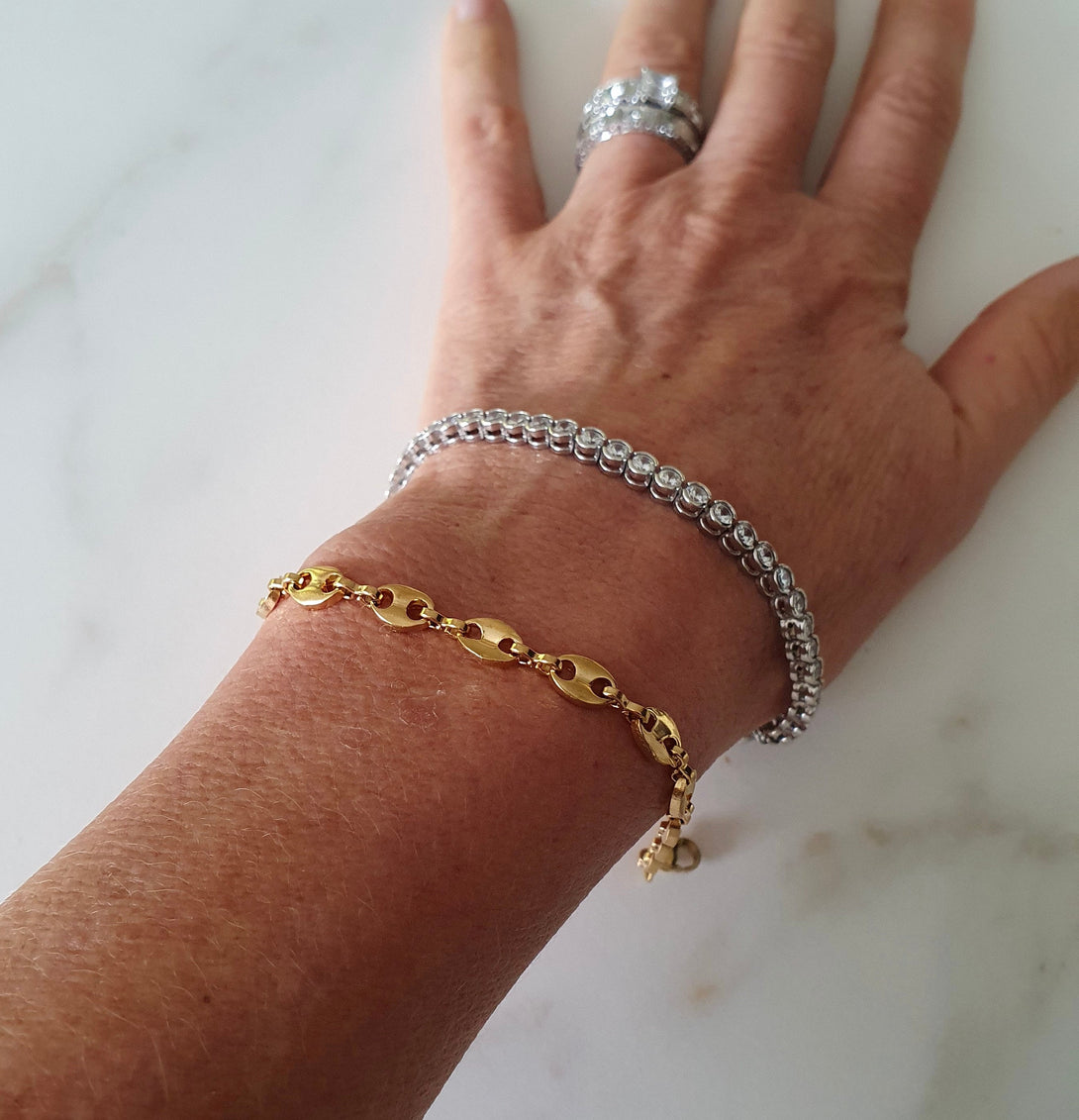 Coffee Bean Link Unisex Gold Chain Link Bracelet