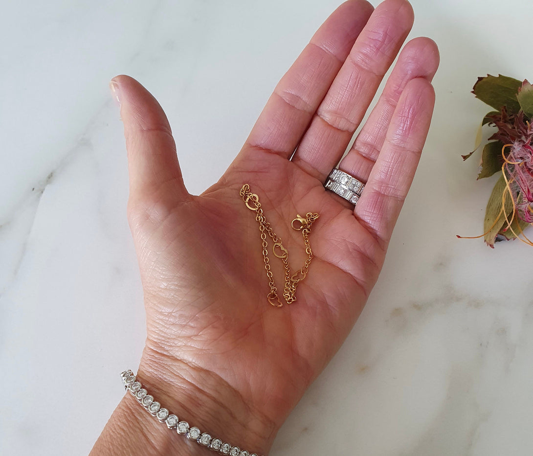 Dainty And Delicate Gold Heart Link Chain Bracelet, Gifts Of Love