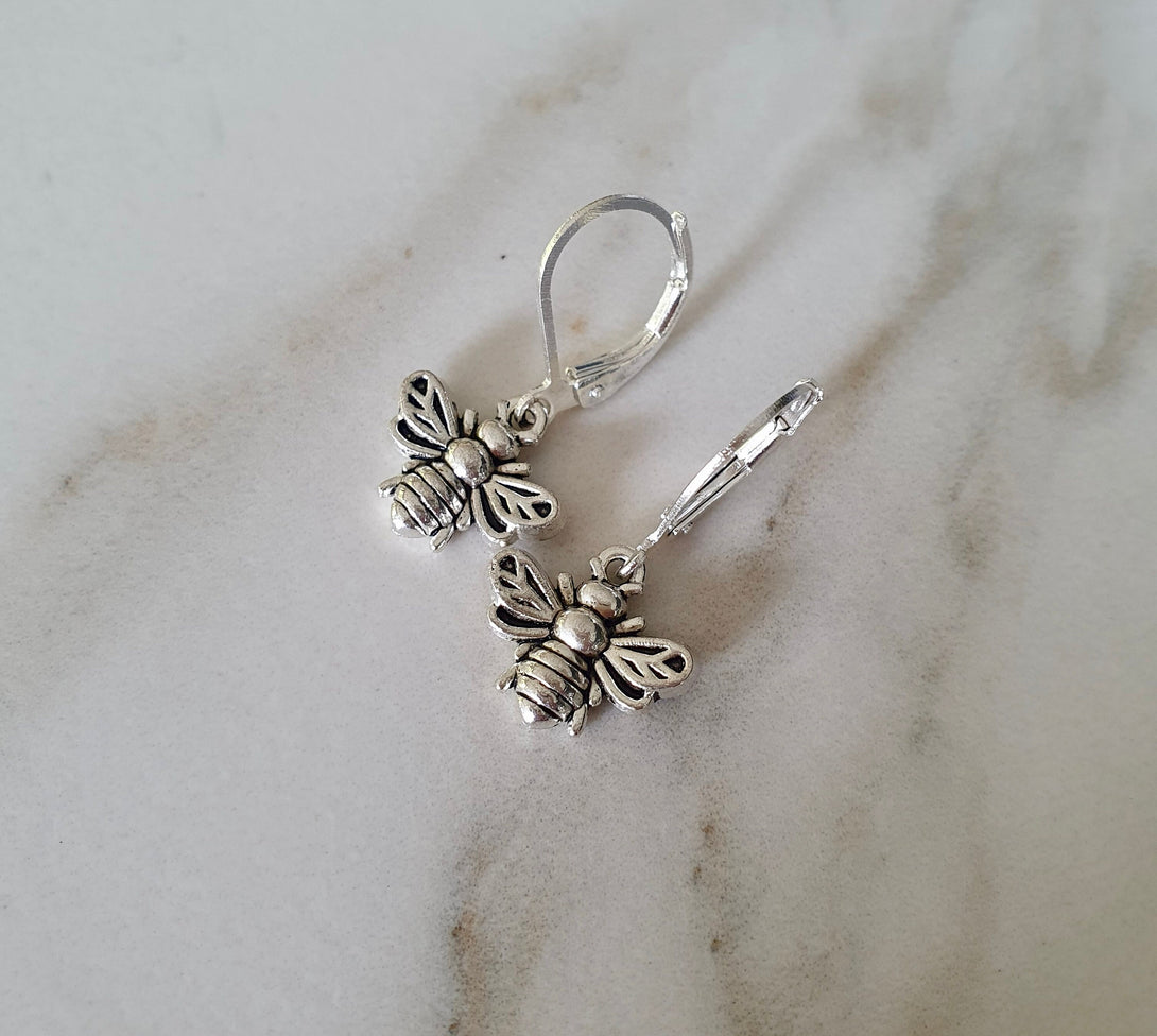 Sterling Silver Bee Hoop Earrings, Inspirational, Symbolic Jewellery