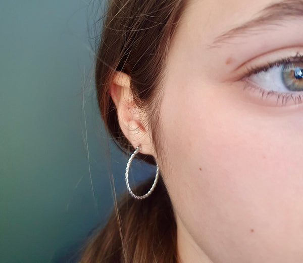 Titanium Twist Hoop Earrings In Silver, Gold And Rose Gold, 25mm