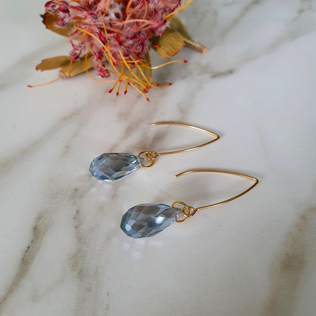 Minimalist Austrian Crystal Threader Drop Earring In Silver Or Gold