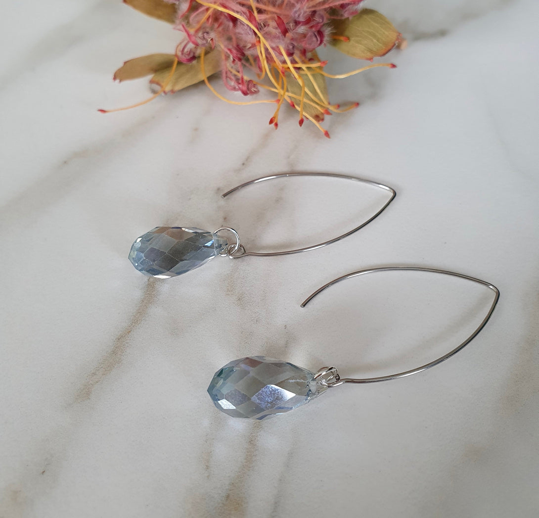 Minimalist Austrian Crystal Threader Drop Earring In Silver Or Gold