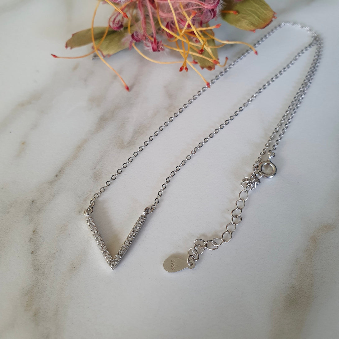 Sterling Silver Letter V Necklace, Symbolic, Alphabet Jewellery