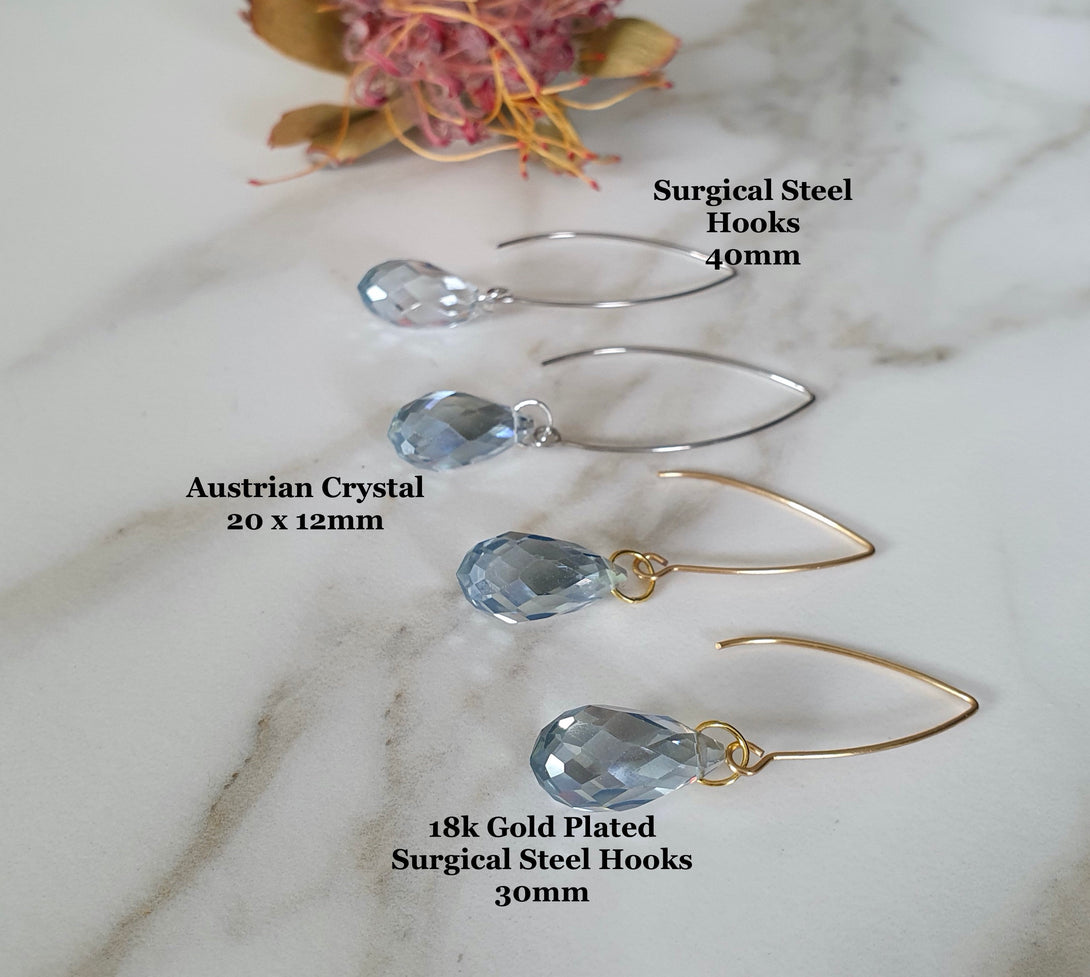 Minimalist Austrian Crystal Threader Drop Earring In Silver Or Gold