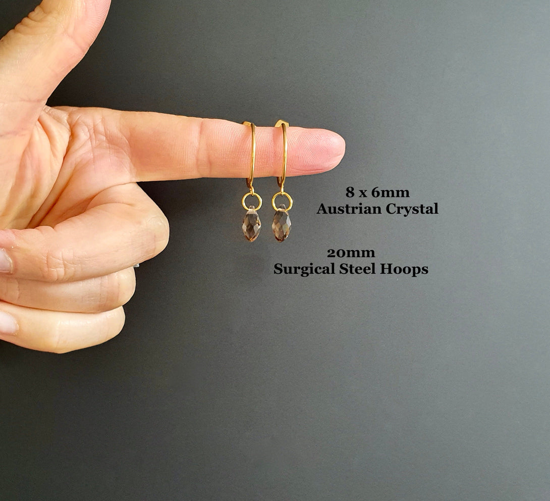 Austrian Crystal Stud Hoop Earrings In Gold, Lucky Jewellery