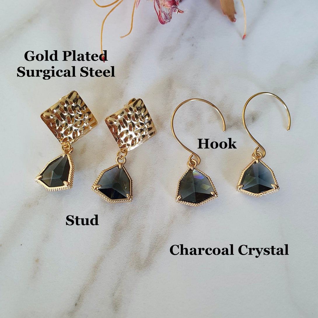 Indigo Blue Crystal And Gold Drop Earrings, Hypoallergenic Timeless Classics