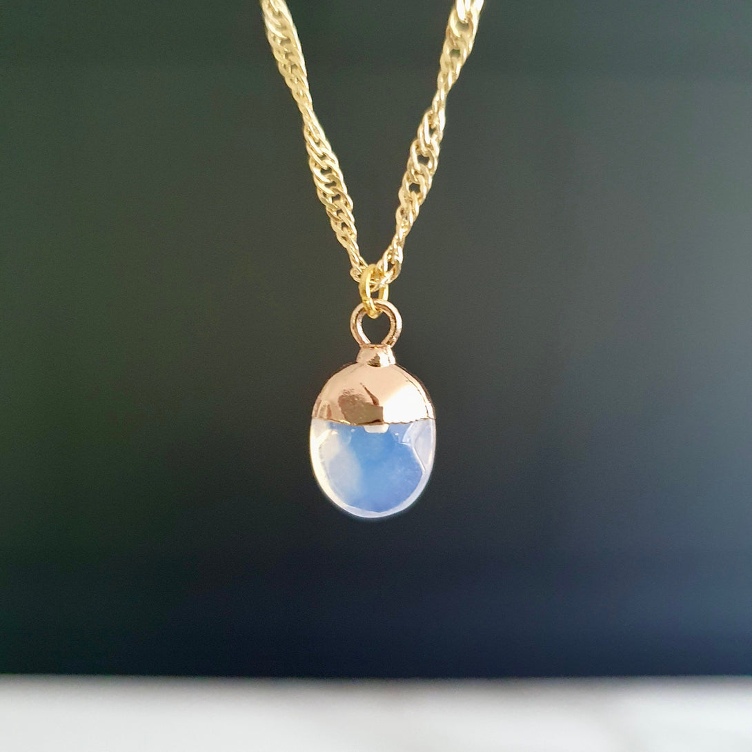 Opal Pendant Necklace In 18K Gold Plated Sterling Silver, October Birthstone Jewellery