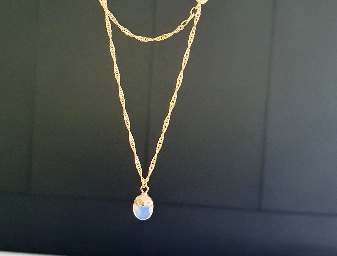 Opal Pendant Necklace In 18K Gold Plated Sterling Silver, October Birthstone Jewellery