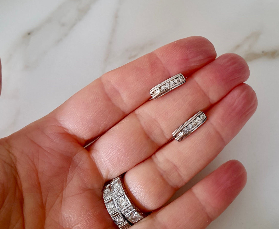 Sterling Silver CZ Huggie Hoop Earrings