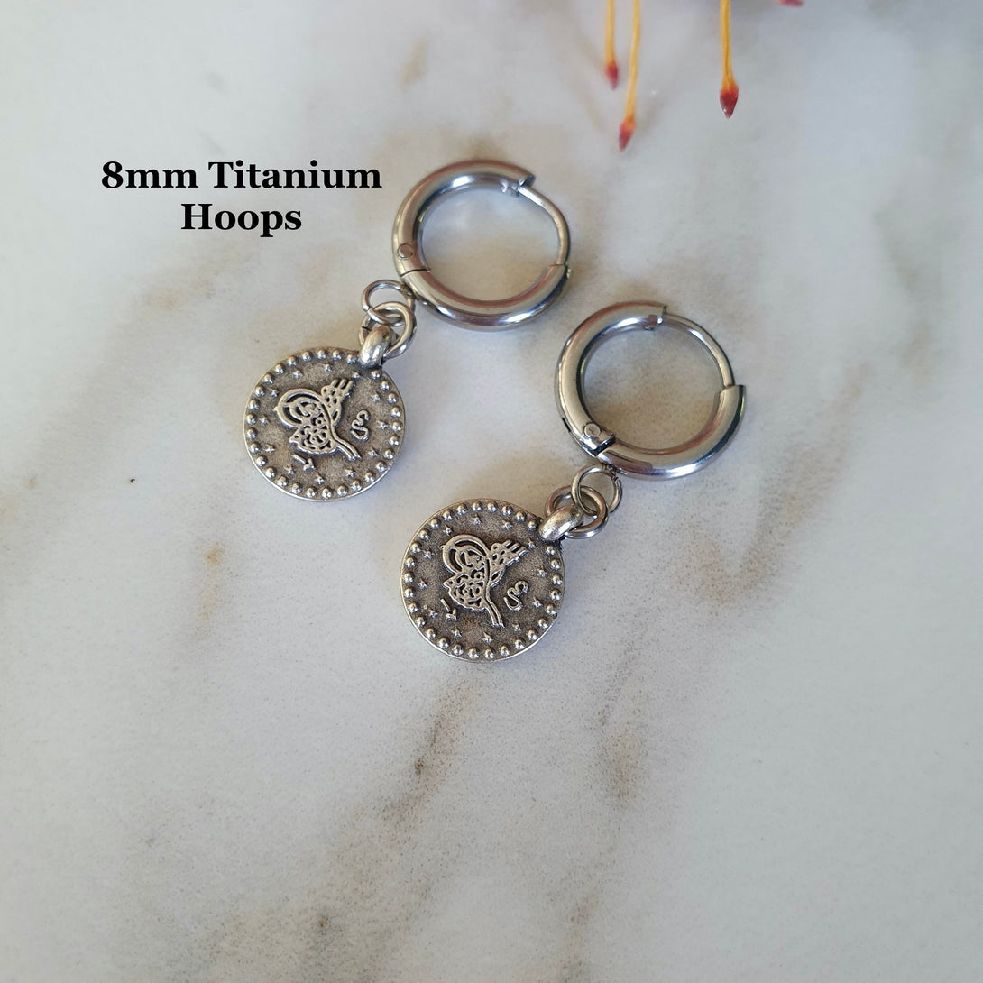 Titanium Ottoman Empire Coin Earrings