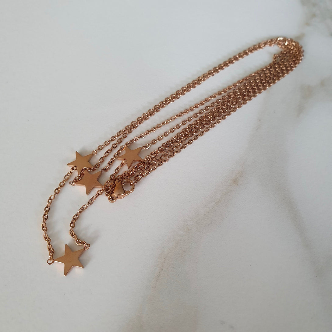 Rose Gold Double Layer Star Necklace