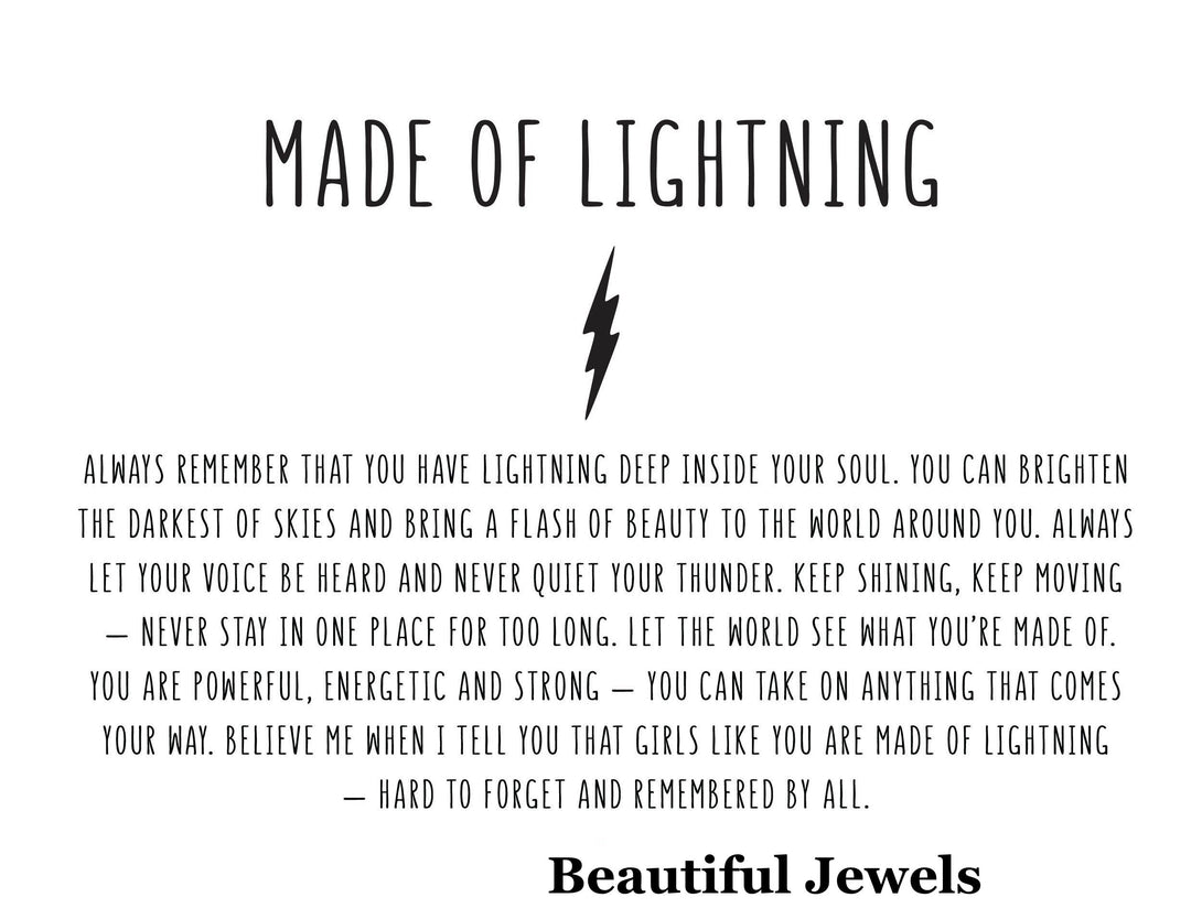 Gold CZ Lightning Bolt Necklace, Symbolic, Inspirational Jewellery