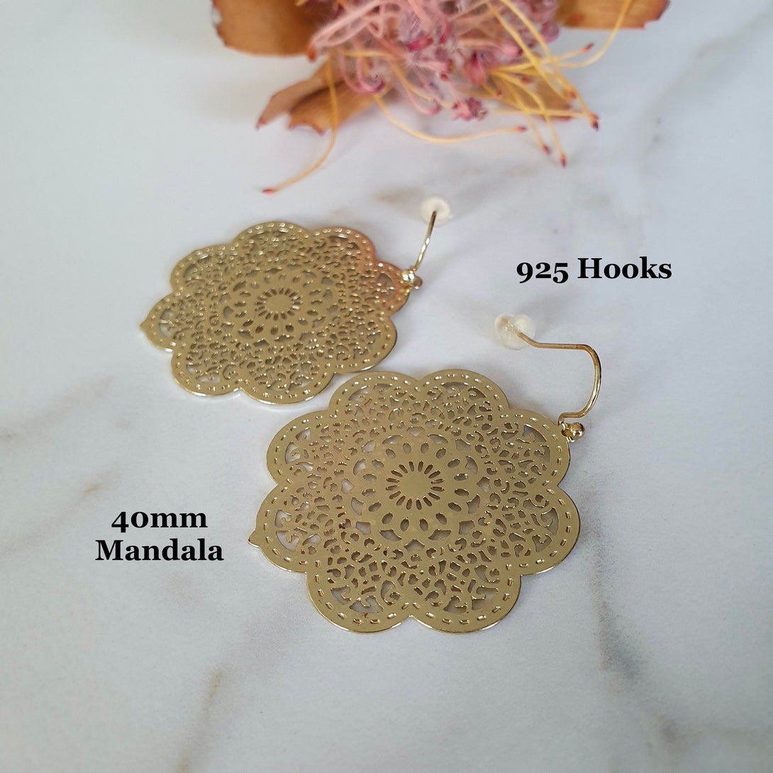 Light Weight Mandala Flower Drop Earrings, Symbolic Jewellery