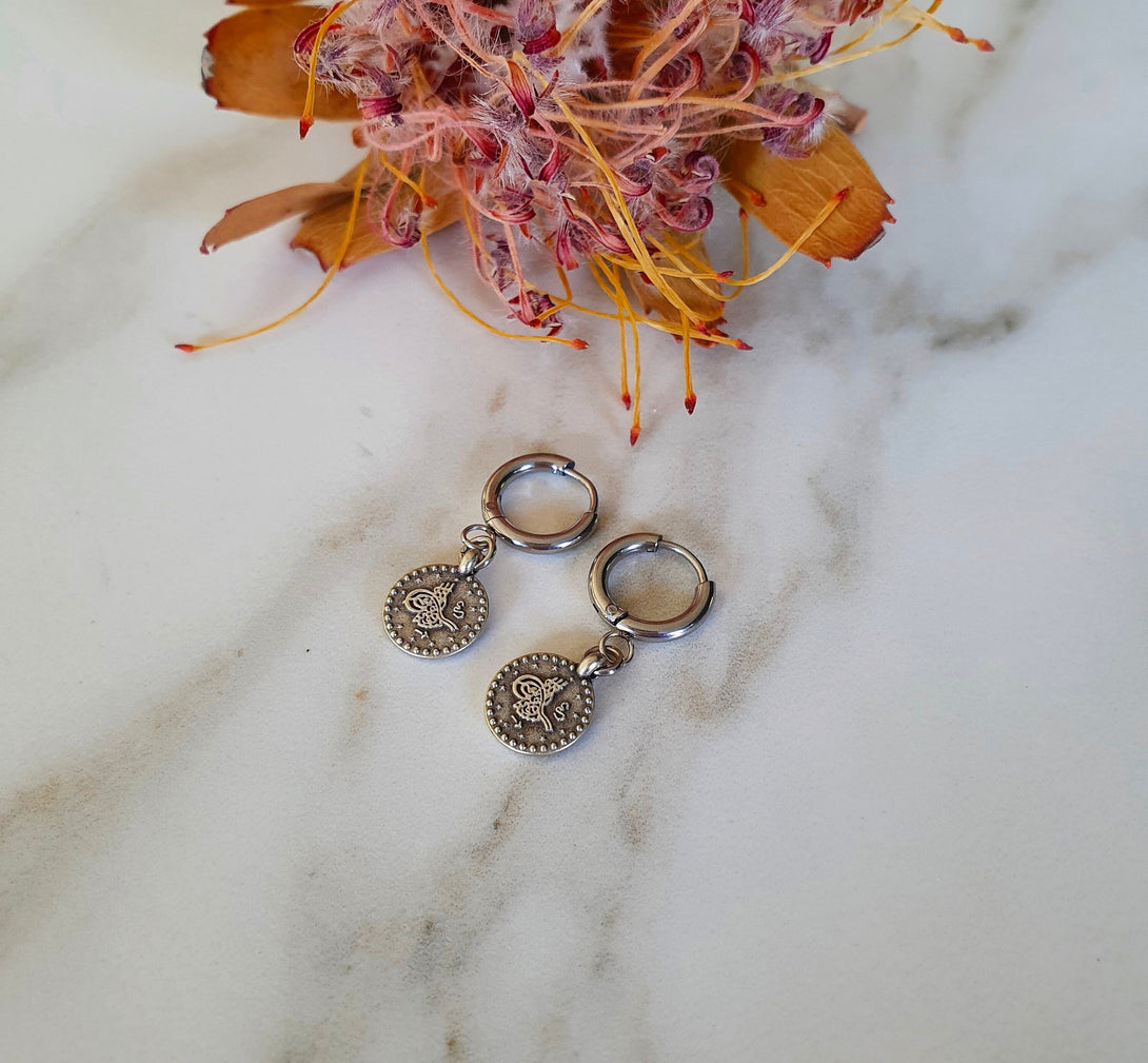 Titanium Ottoman Empire Coin Earrings