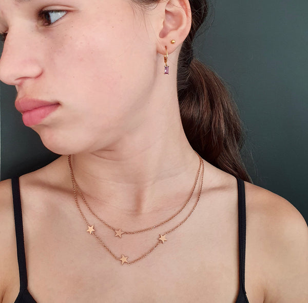 Rose Gold Double Layer Star Necklace