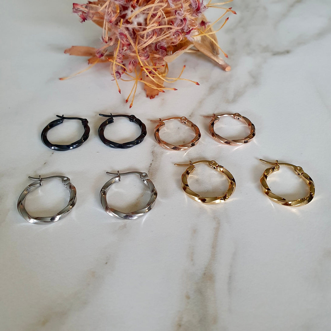 Titanium Twist Creole Hoop Earrings, Hypoallergenic, Light Weight Jewellery