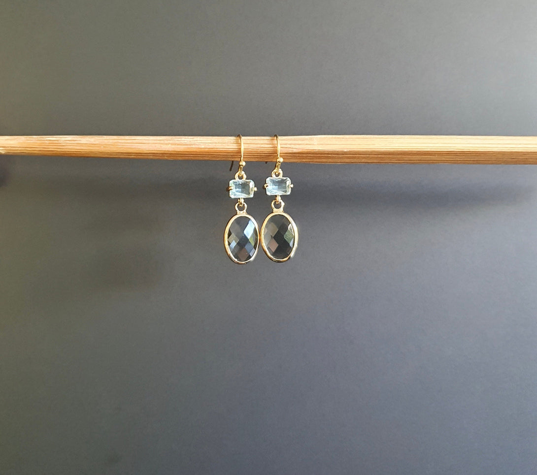 Indigo Blue And Aquamarine Crystal Drop Earrings