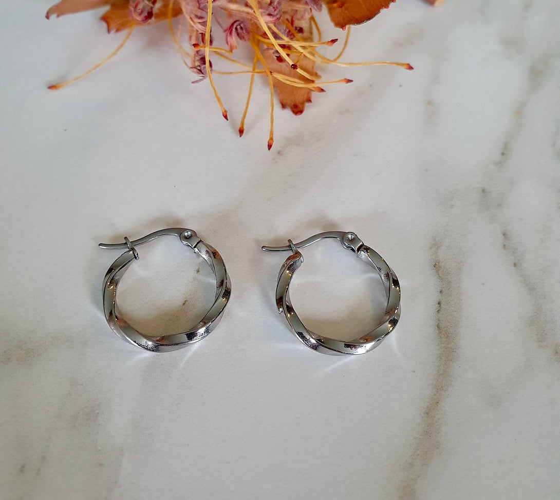 Titanium Twist Creole Hoop Earrings, Hypoallergenic, Light Weight Jewellery