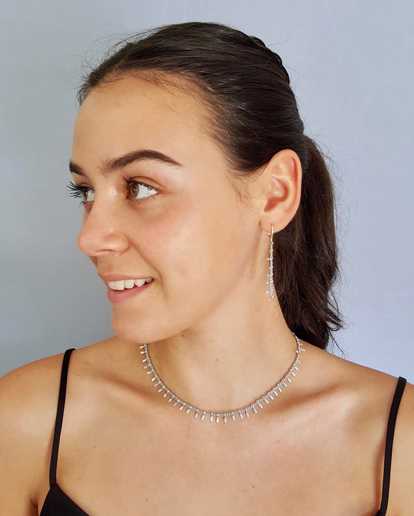 Silver Lace Chain Drop Earrings