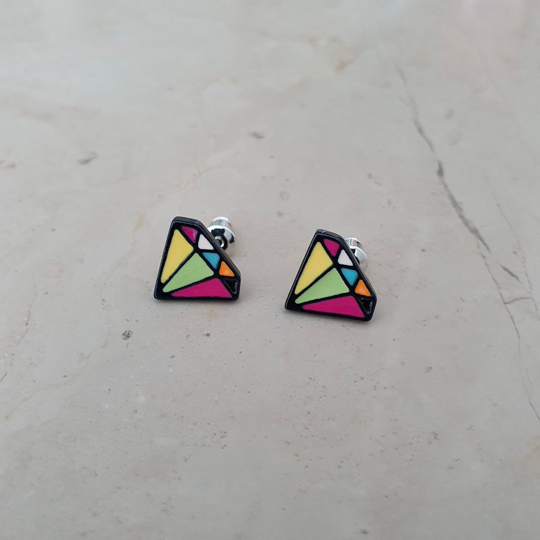 Enamel Diamond Stud Earrings, Symbolic Friendship Gifts