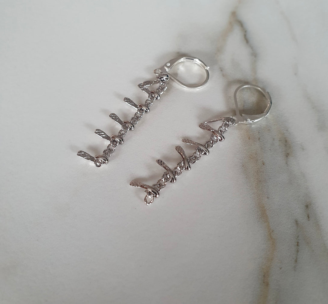 Silver Lace Chain Drop Earrings