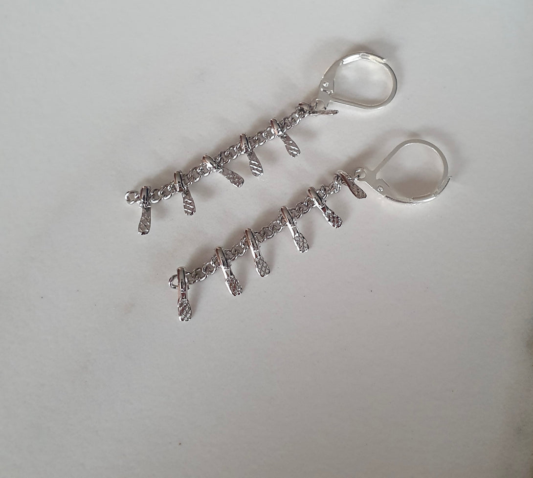 Silver Lace Chain Drop Earrings