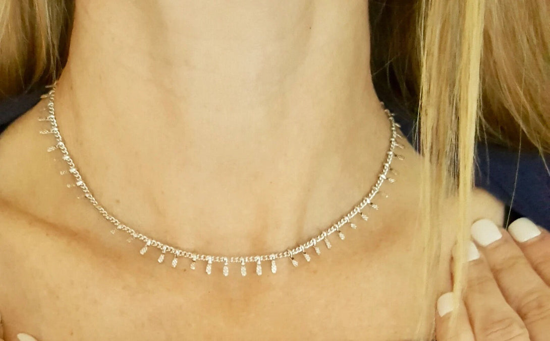 Silver Lace Chain Necklace, Tribal Layer Jewellery