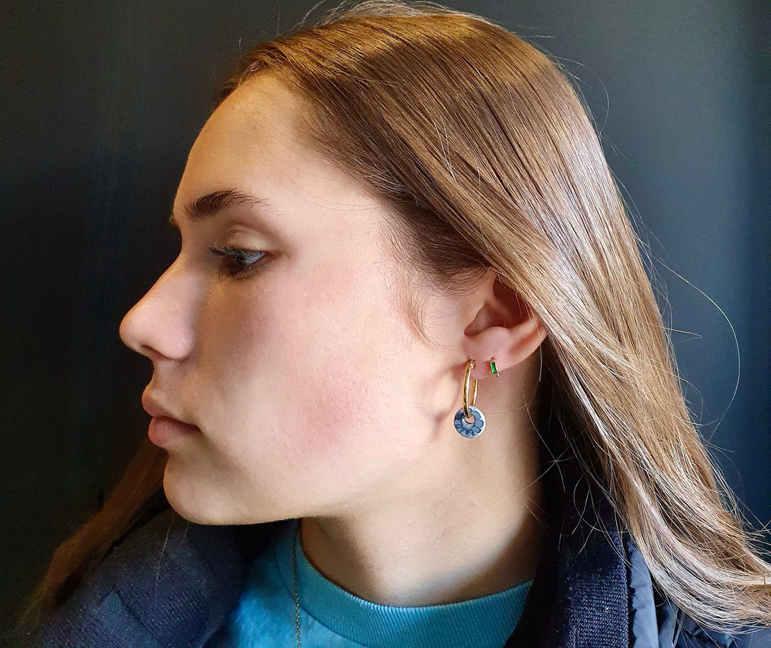 Titanium Creole Hoop Earrings With Detachable Recycled Pottery Charm Bead