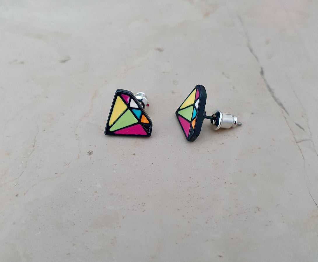 Enamel Diamond Stud Earrings, Symbolic Friendship Gifts