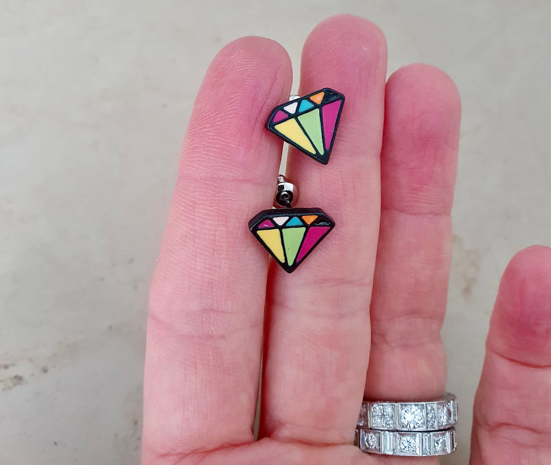 Enamel Diamond Stud Earrings, Symbolic Friendship Gifts