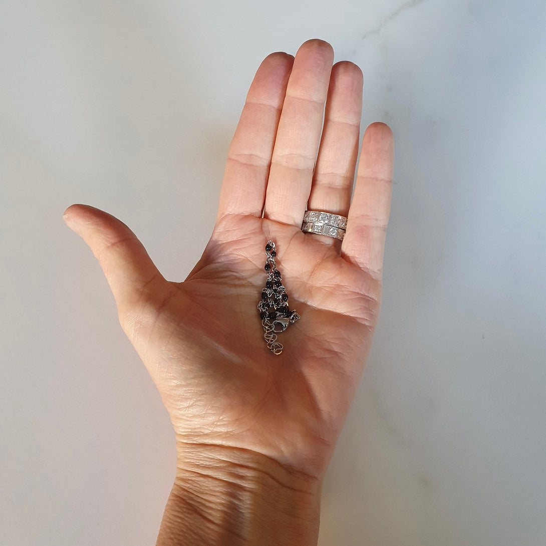 Silver And Black Enamel Bead Satellite Chain, Dainty, Layer Bracelet